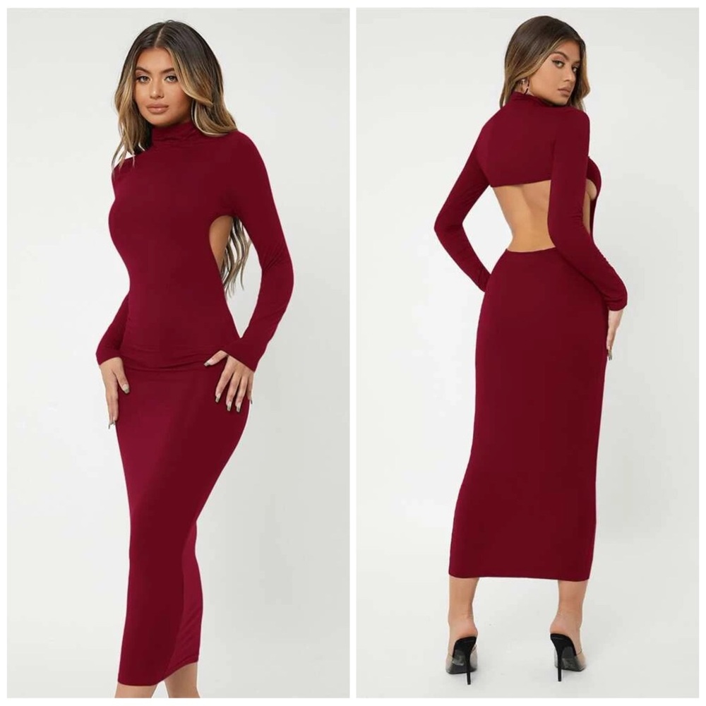 SHEIN. Bodycon Burgundy XL maxi dress